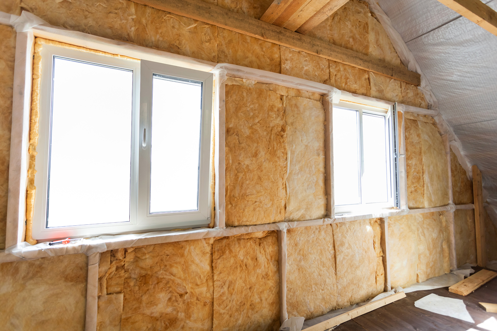 Inside,wall,heat,isolation,with,mineral,wool,in,wooden,house,