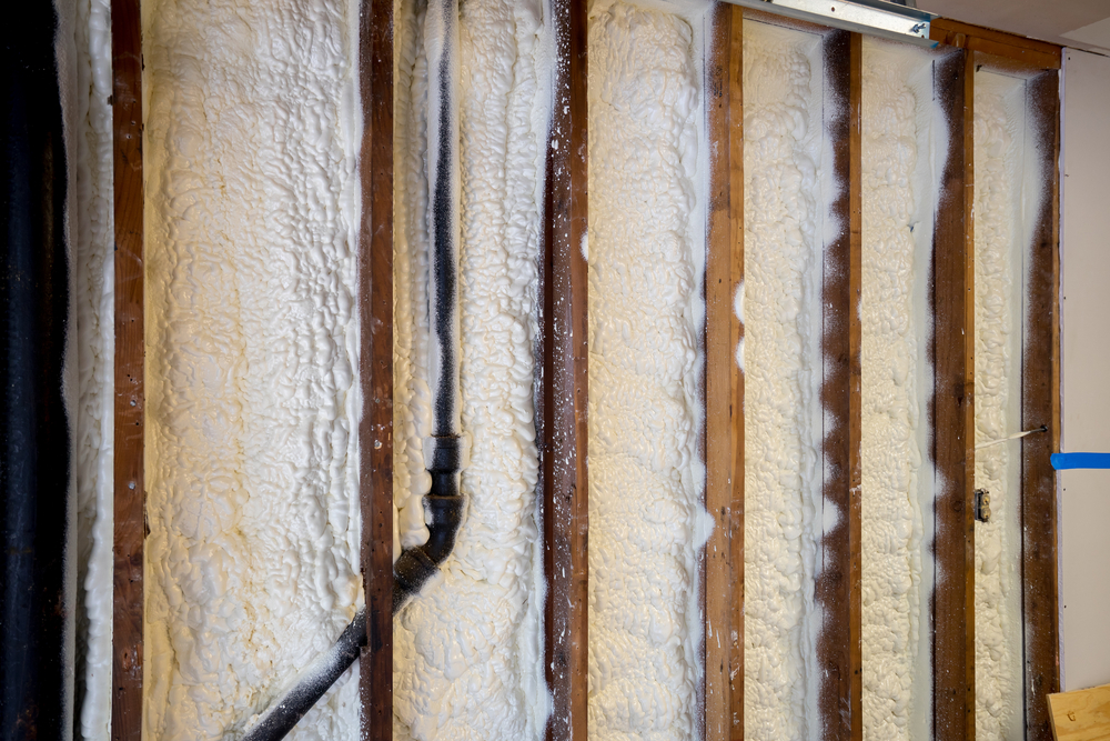 Closed,cell,spray,foam,insulation,on,a,home,that,was